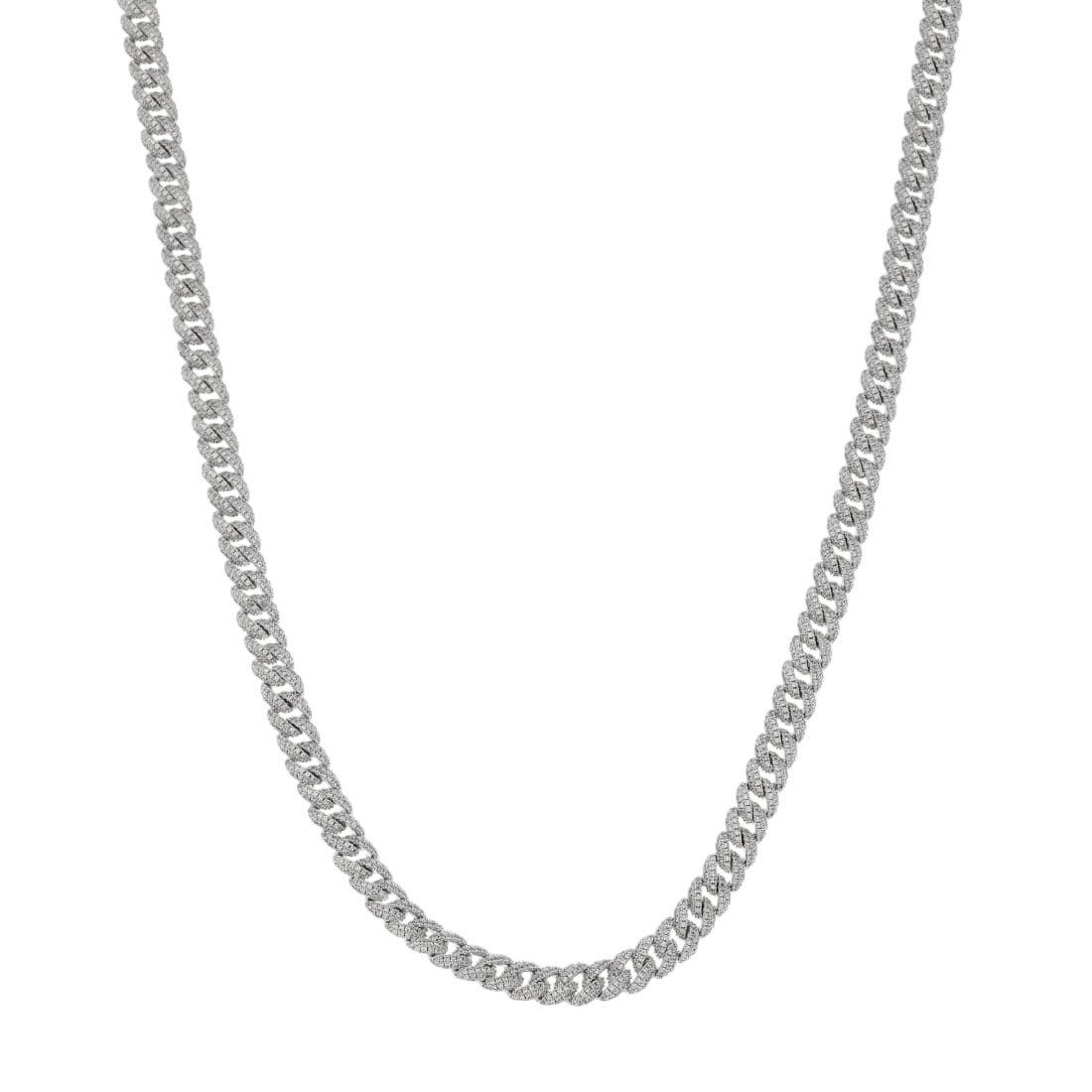 King Ice 8MM Iced Miami Cuban Link Chain - White Gold - WHITE GOLD